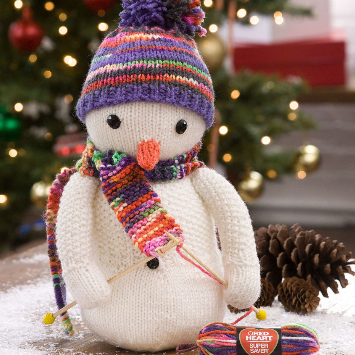 Red Heart Knitting Snowman Pattern Tutorial Image