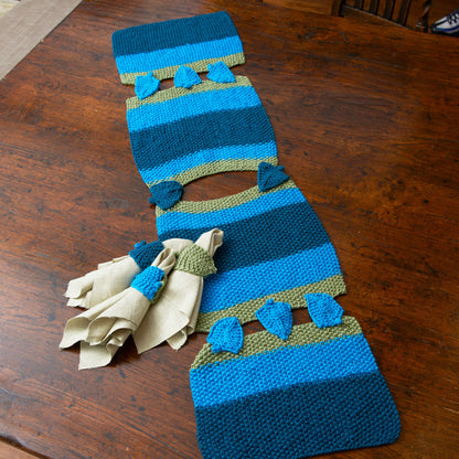 Red Heart Knit Dreidel Table Runner & Napkin Holders Knit Holders made in Red Heart With Love Yarn