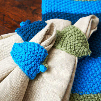 Red Heart Knit Dreidel Table Runner & Napkin Holders Knit Holders made in Red Heart With Love Yarn