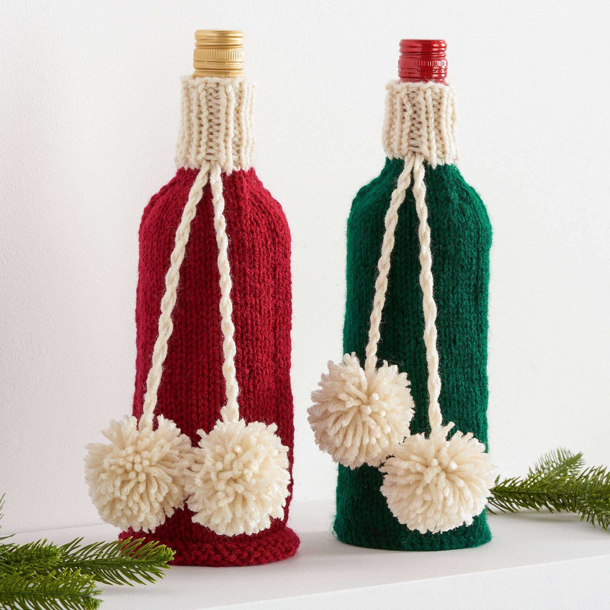 Free Red Heart Knit Gift Bottle Cozy Pattern