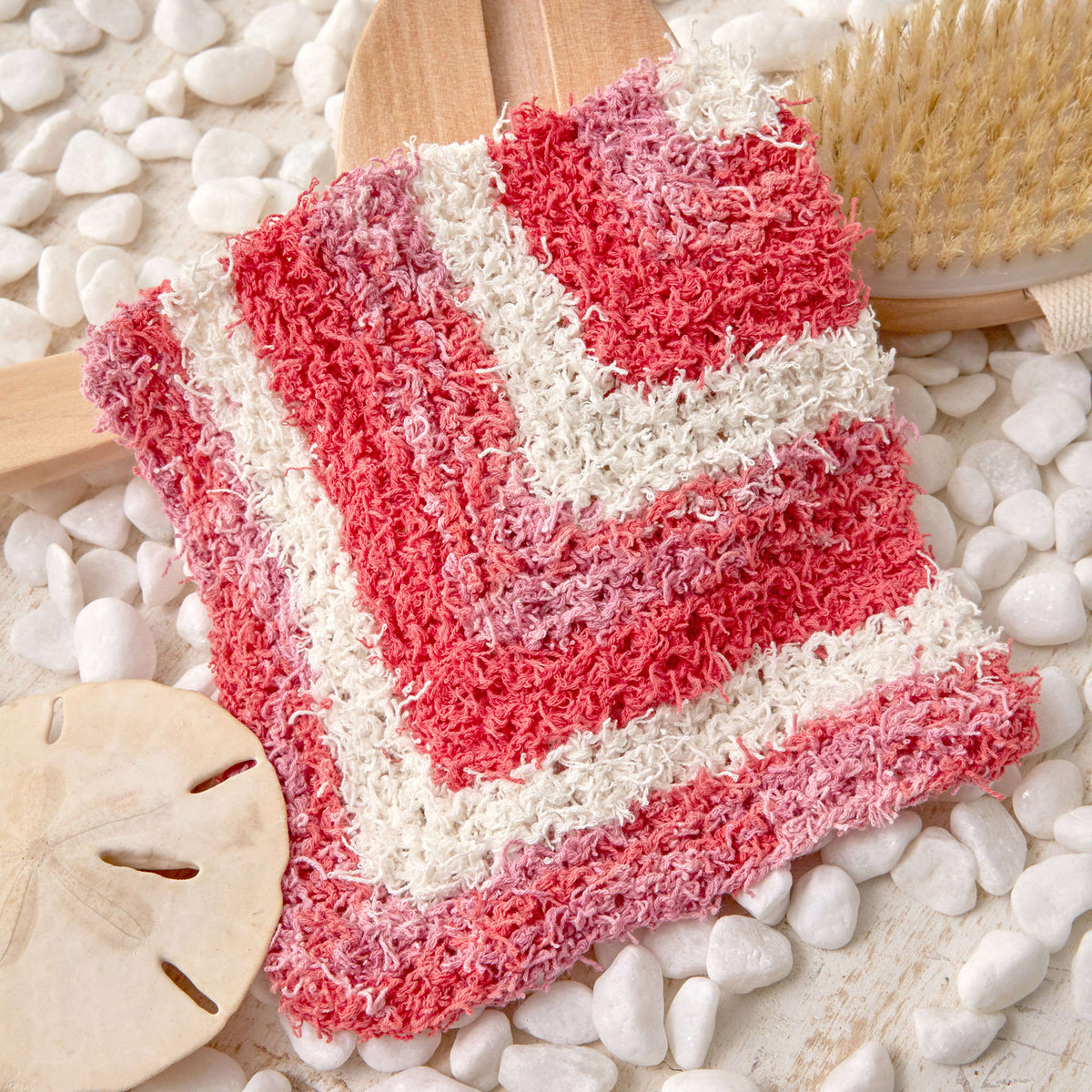 Knit Dishcloth made in Red Heart Scrubby Cotton Yarn