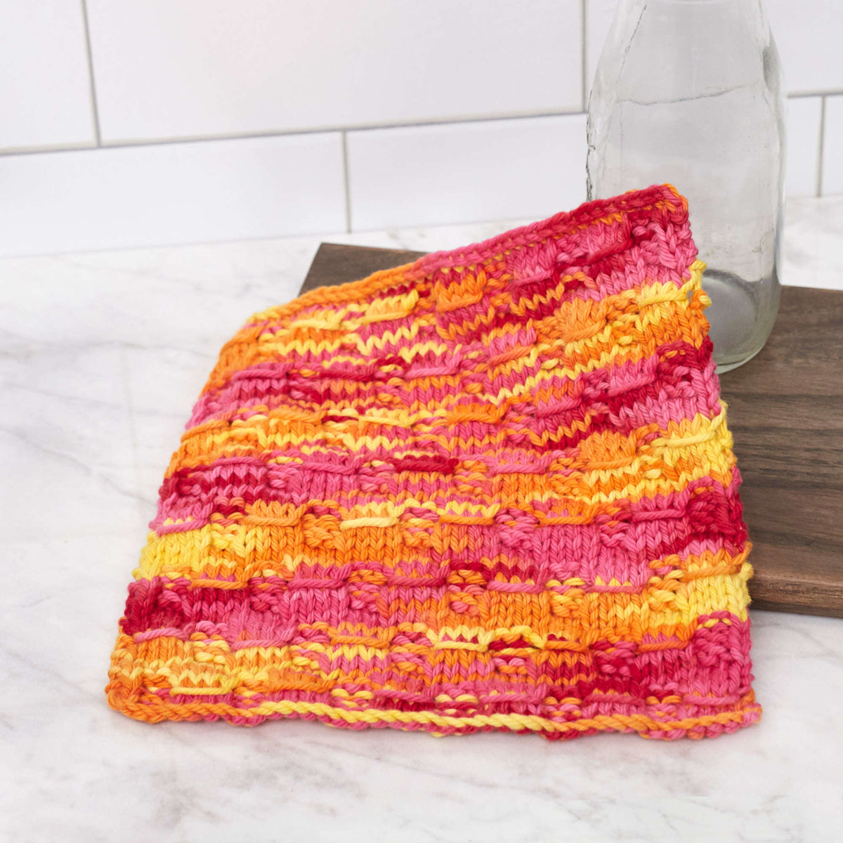 Knit Dishcloth made in Red Heart Scrubby Smoothie Yarn