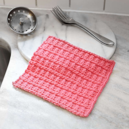 Red Heart Knit Sailor's Rib Stitch Washcloth Knit Dishcloth made in Red Heart Scrubby Smoothie Yarn