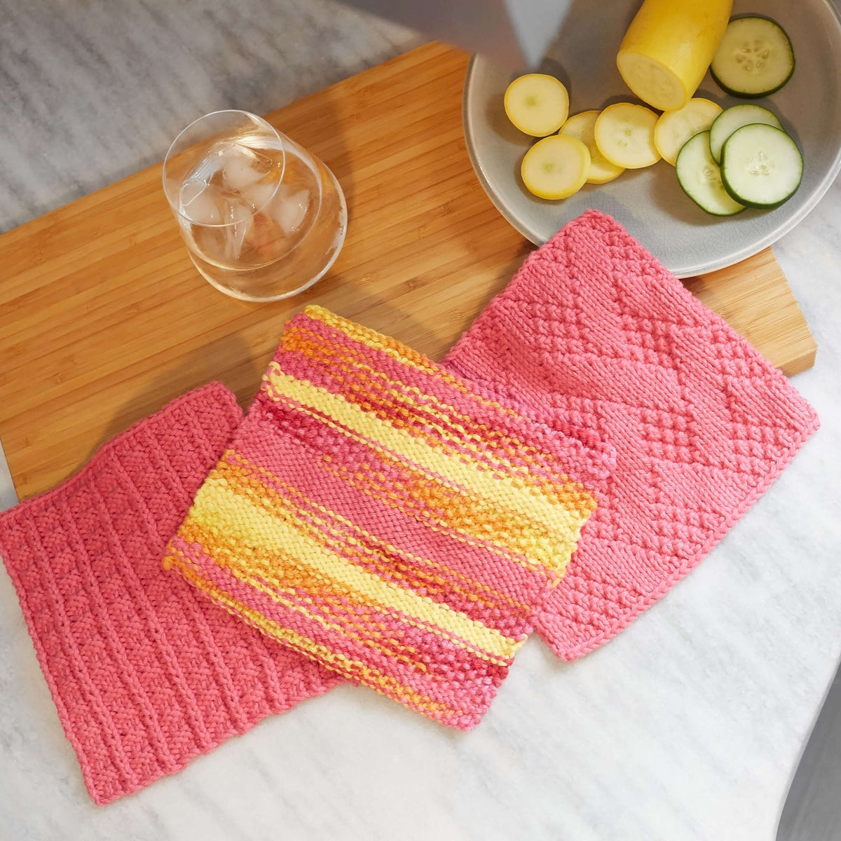 Knit Dishcloth made in Red Heart Scrubby Smoothie Yarn