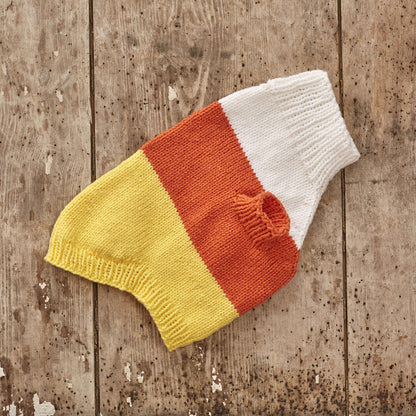 Red Heart Knit Candy Corn Dog Sweater Knit Sweater made in Red Heart Baby Hugs Medium Yarn