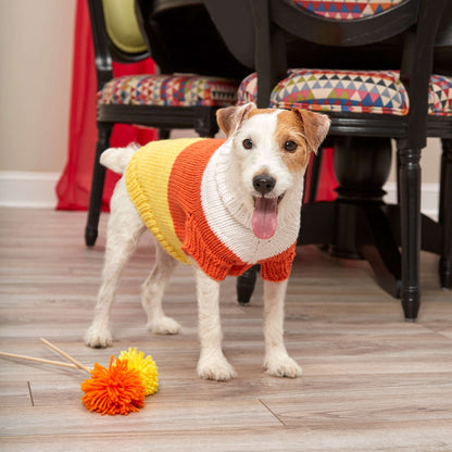 Red Heart Knit Candy Corn Dog Sweater Knit Sweater made in Red Heart Baby Hugs Medium Yarn