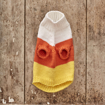 Red Heart Knit Candy Corn Dog Sweater Knit Sweater made in Red Heart Baby Hugs Medium Yarn