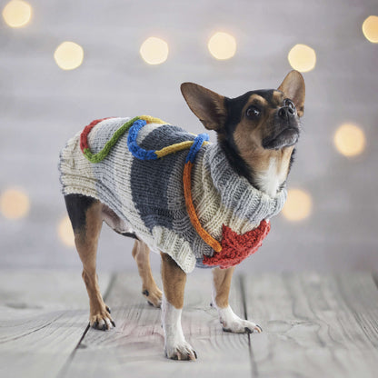 Red Heart Let’S O’Go Crazy Knit Dog Sweater Set S