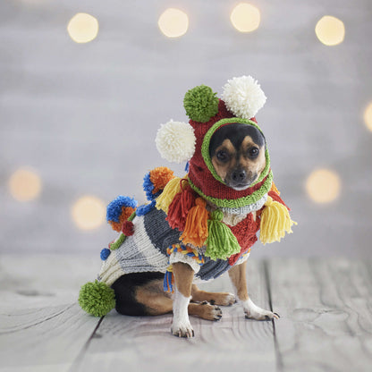 Red Heart Let’S O’Go Crazy Knit Dog Sweater Set S