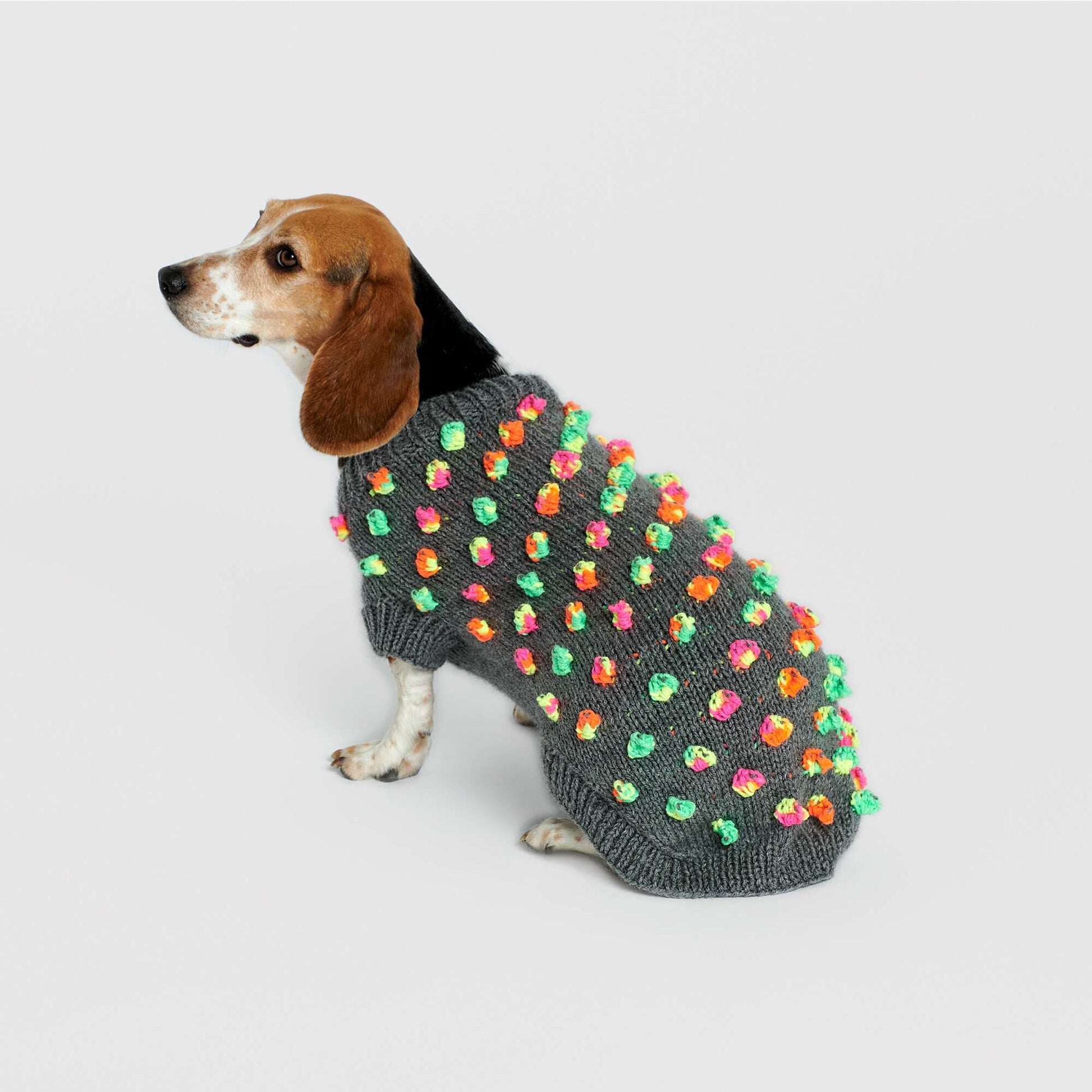 Free Intermediate Red Heart Bobble Kaleidoscope Knit Dog Coat Knit