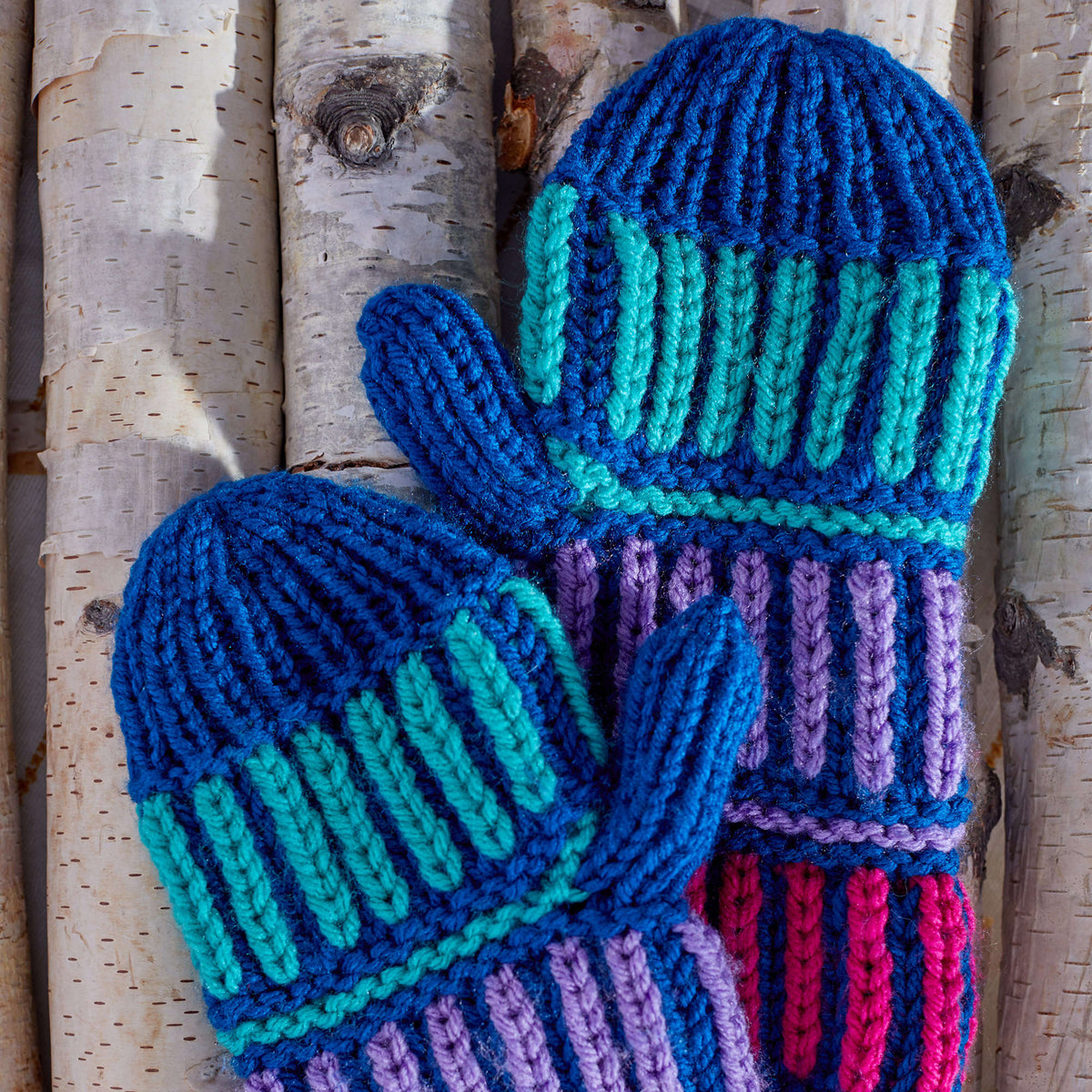 Knit Mittens made in Red Heart With Love Yarn