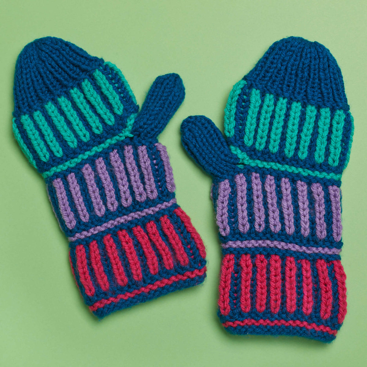 Knit Mittens made in Red Heart With Love Yarn