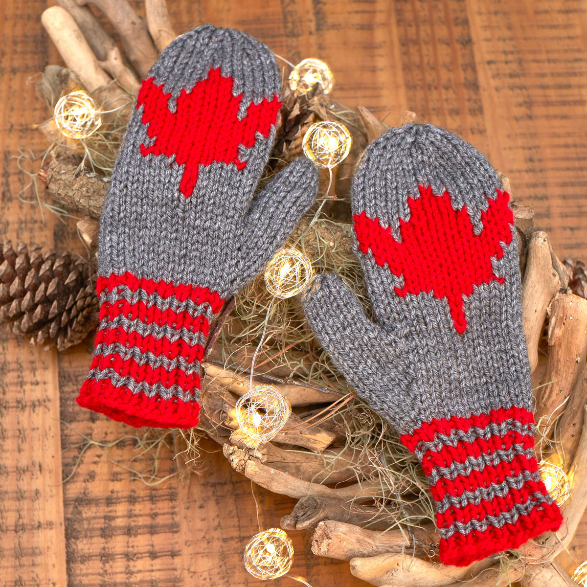Knit Mittens made in Red Heart Super Saver Yarn