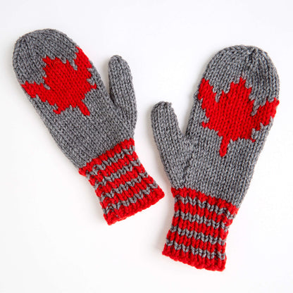 Red Heart Knit Maple Leaf Mittens Knit Mittens made in Red Heart Super Saver Yarn