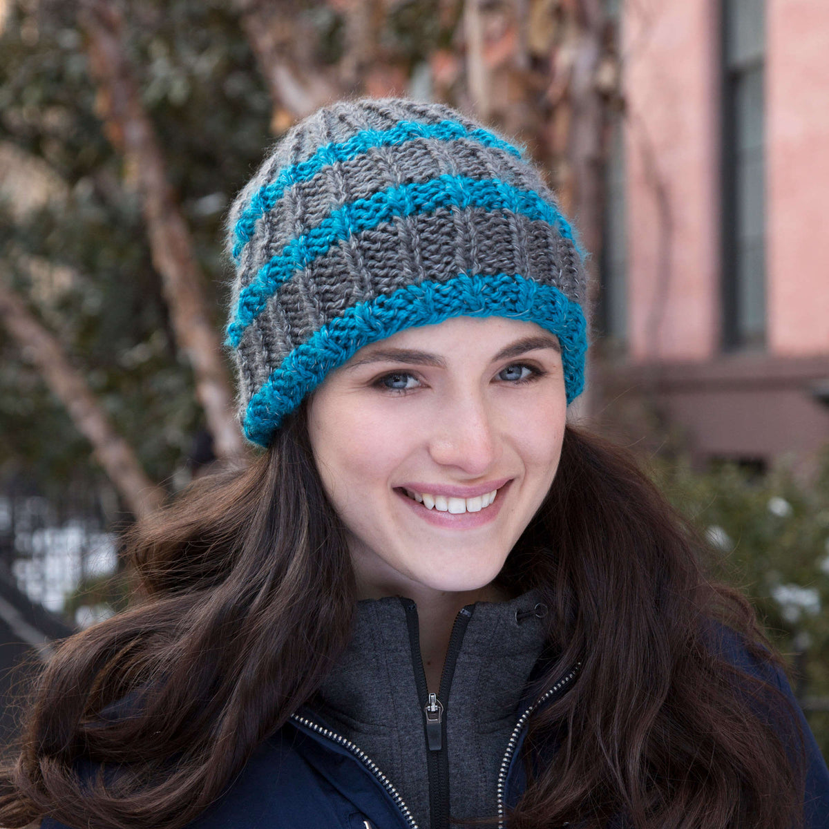 Knit Beanie made in Red Heart Reflective Yarn