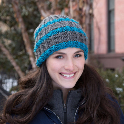 Red Heart In a Flash Knit Beanie Knit Beanie made in Red Heart Reflective Yarn