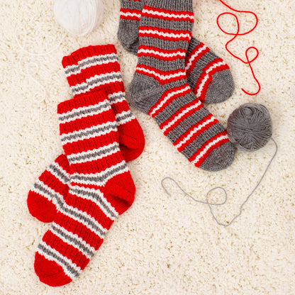 Red Heart Knit Cozy Slipper Socks XL