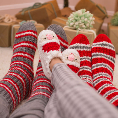 Red Heart Knit Cozy Slipper Socks XL
