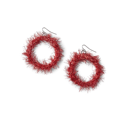 Red Heart Sparkling Earrings Craft Earrings made in Red Heart Sparkle Yarn