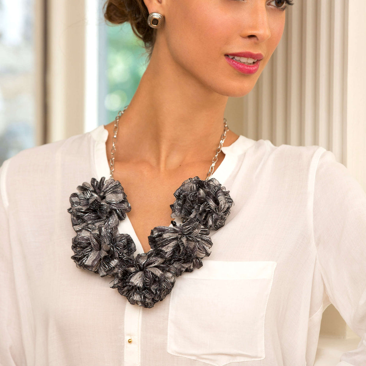 Craft Necklace made in Red Heart Boutique Yarn