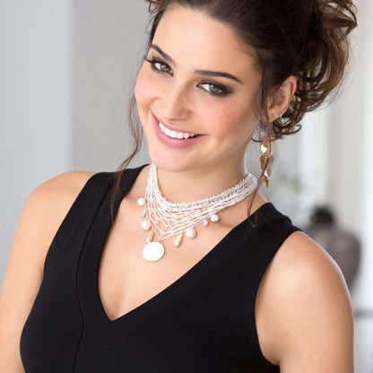 Red Heart Craft Lacy Beaded Necklace Craft Necklace made in Red Heart Boutique Yarn