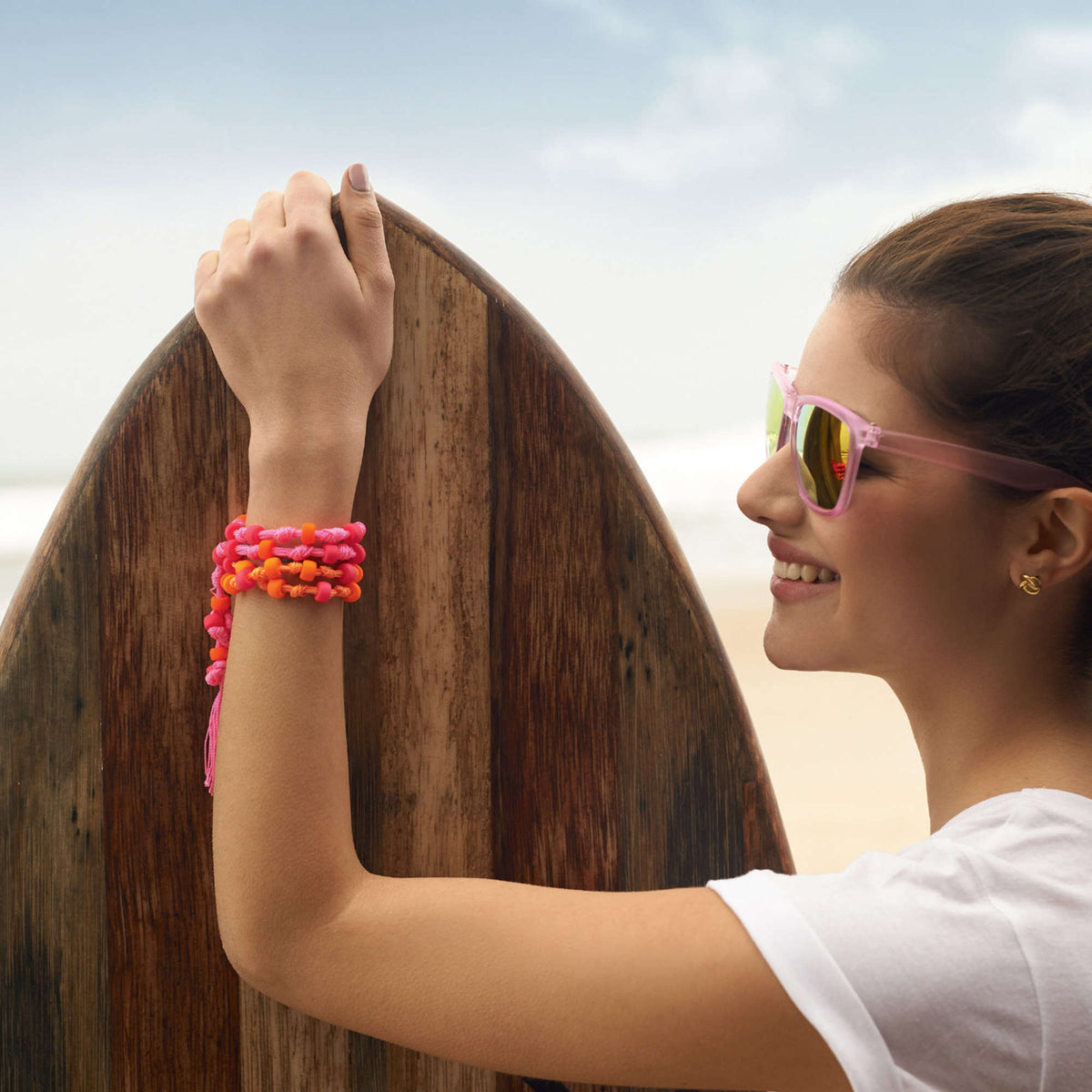 Craft Bracelet made in Red Heart Sizzle Yarn