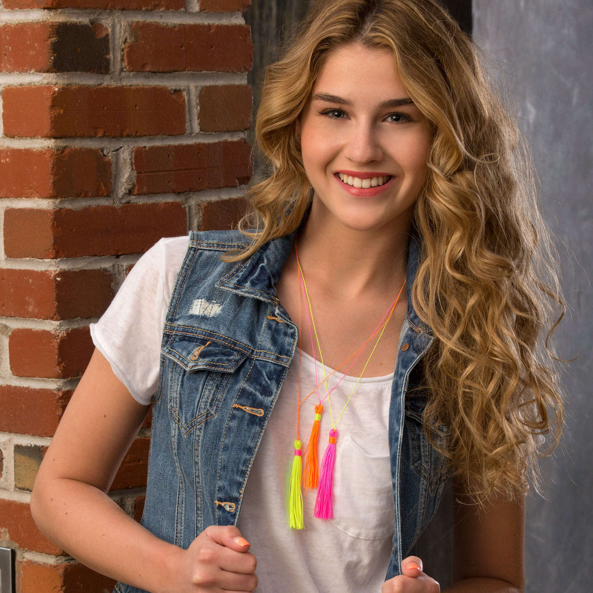 Craft Necklace made in Red Heart Sizzle Yarn