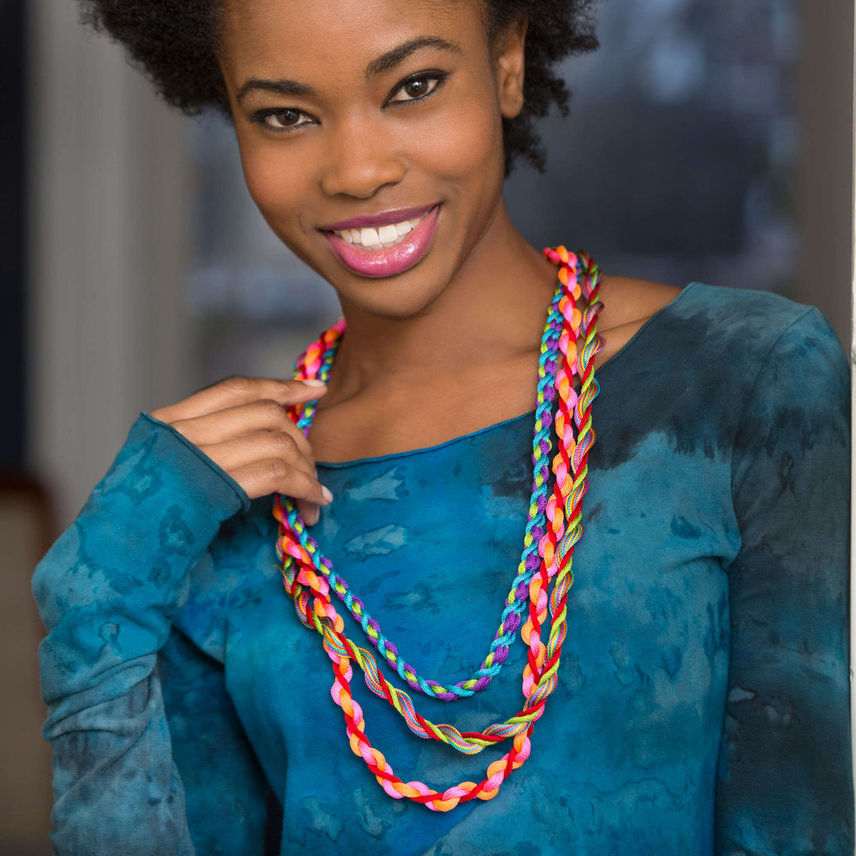 Craft Necklaces made in Red Heart Sizzle Yarn