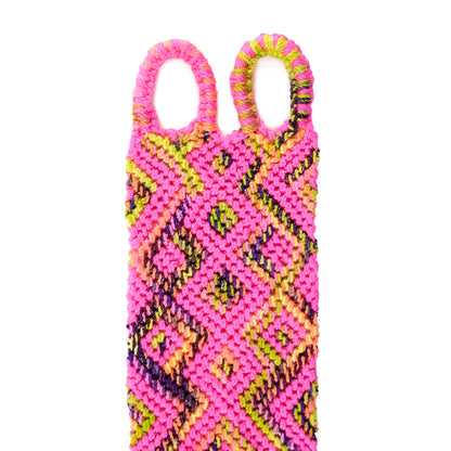 Red Heart Macramé Buttoned Cuff Macramé Bracelet Craft Bracelet made in Red Heart Sizzle Yarn