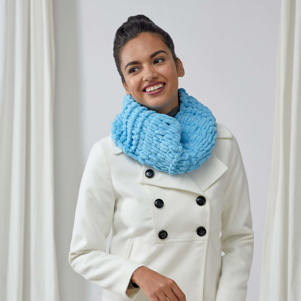 Craft Cowl made in Red Heart Loop-It Yarn