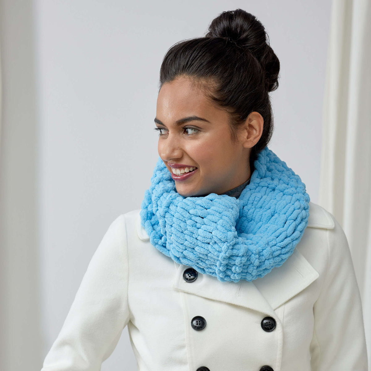 Craft Cowl made in Red Heart Loop-It Yarn