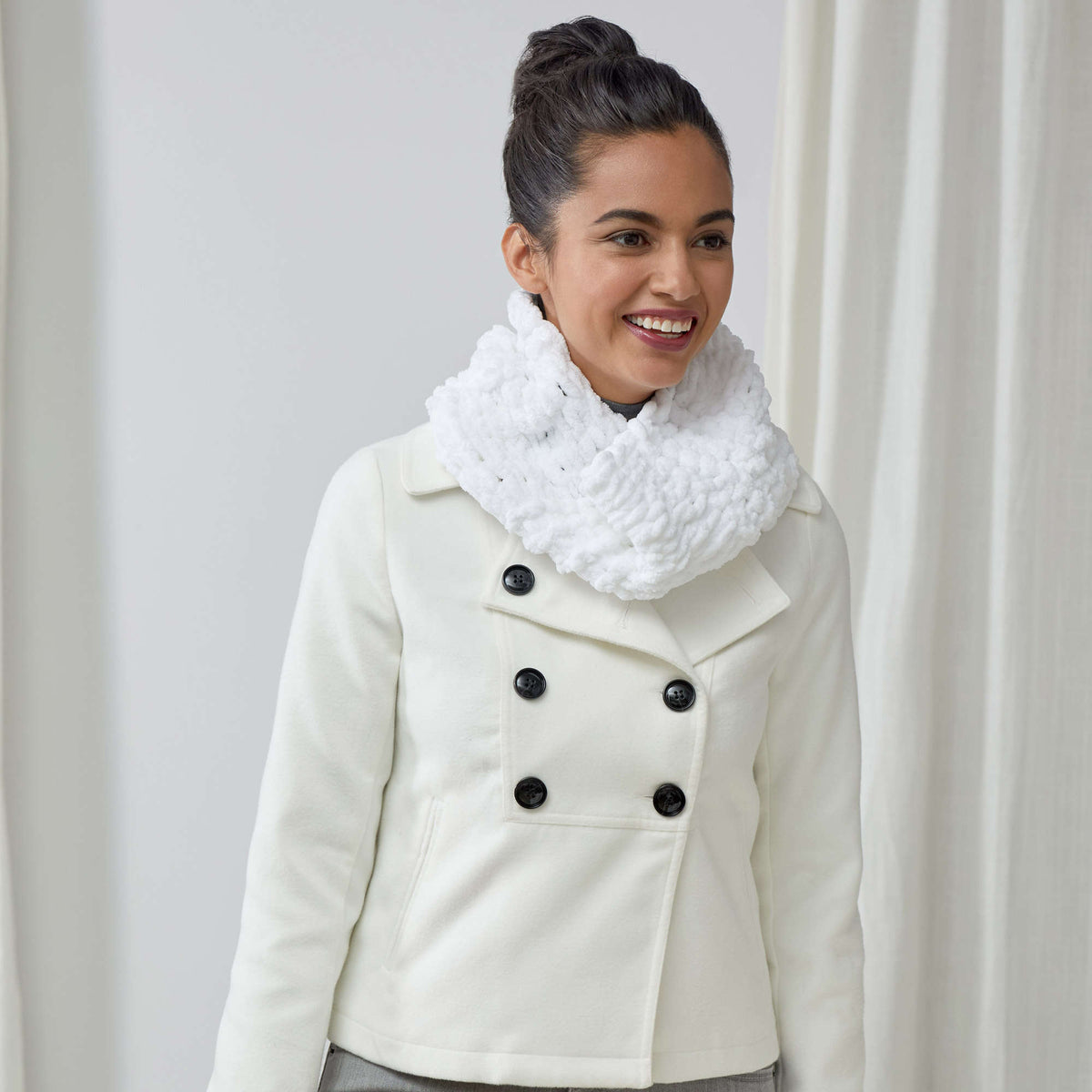 Craft Cowl made in Red Heart Loop-It Yarn