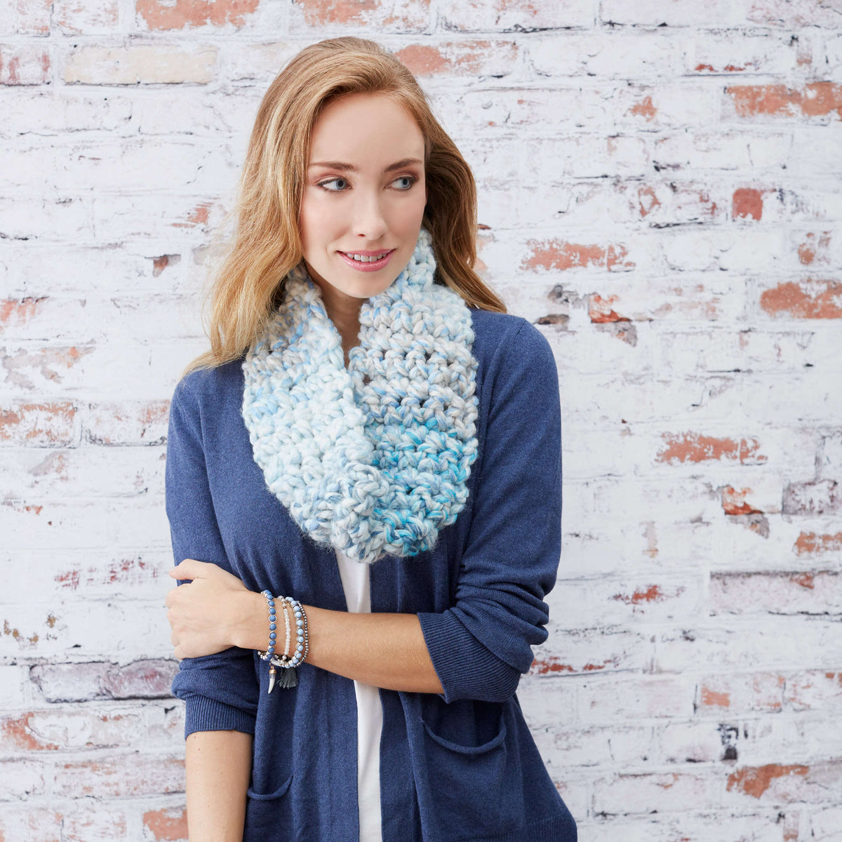 Craft Cowl made in Red Heart Collage Yarn