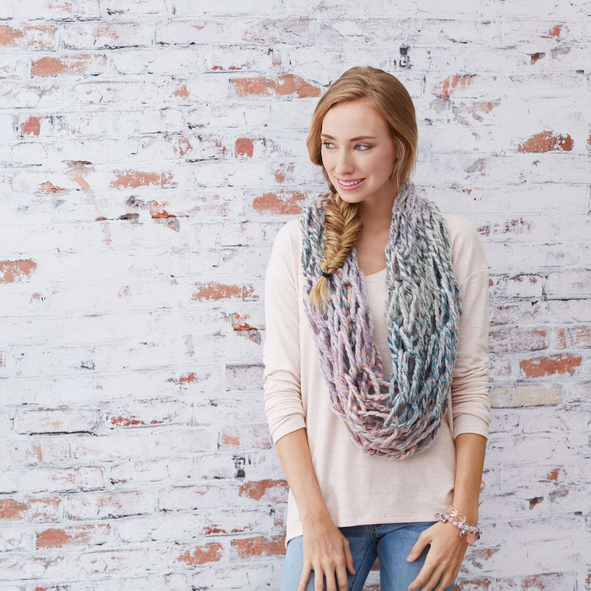 Craft Cowl made in Red Heart Collage Yarn