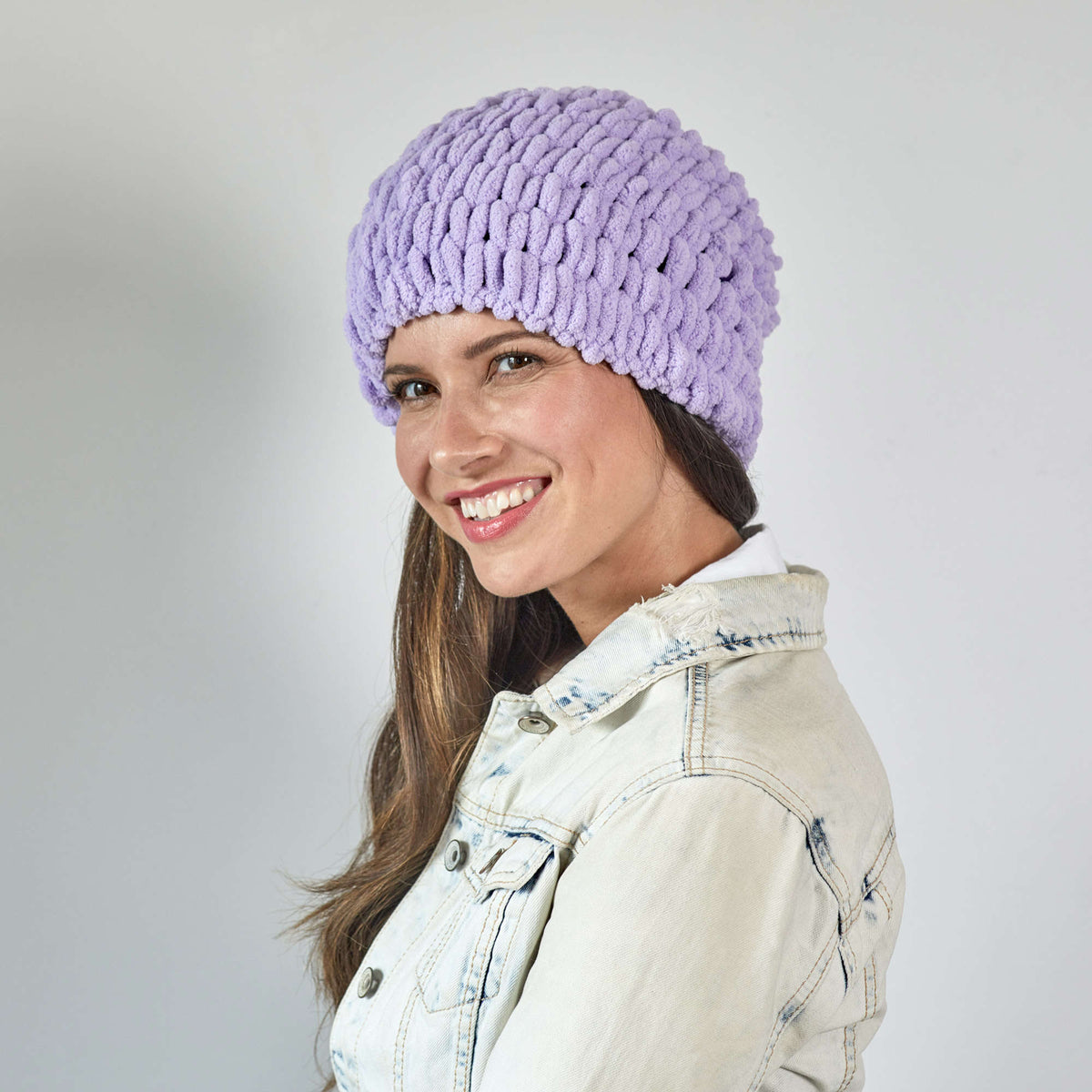 Craft Beanie made in Red Heart Loop-It Yarn