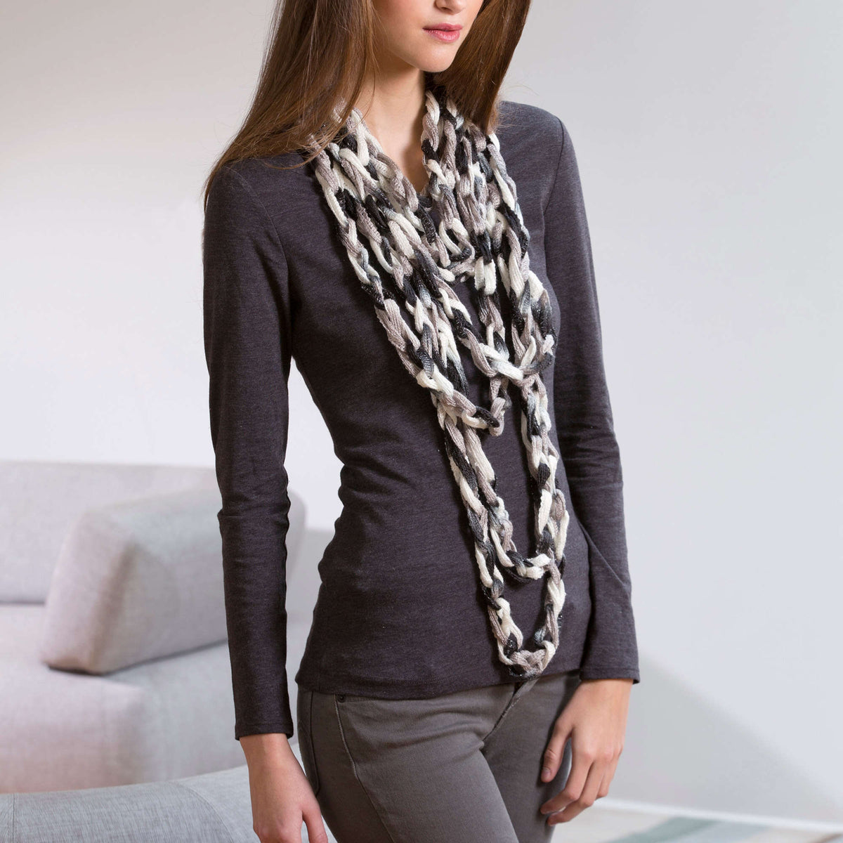 Craft Scarf made in Red Heart Boutique Yarn