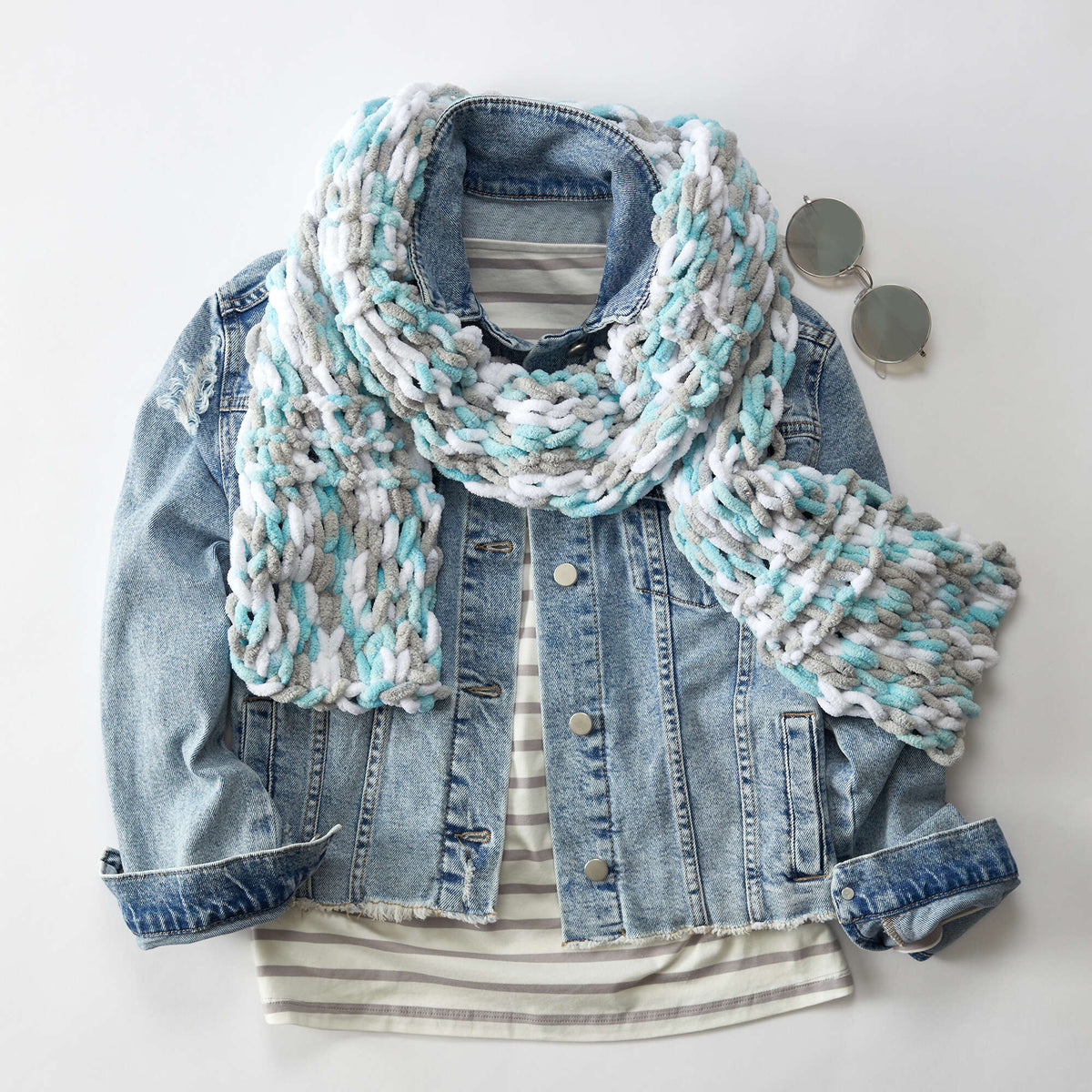 Craft Scarf made in Red Heart Loop-It yarn