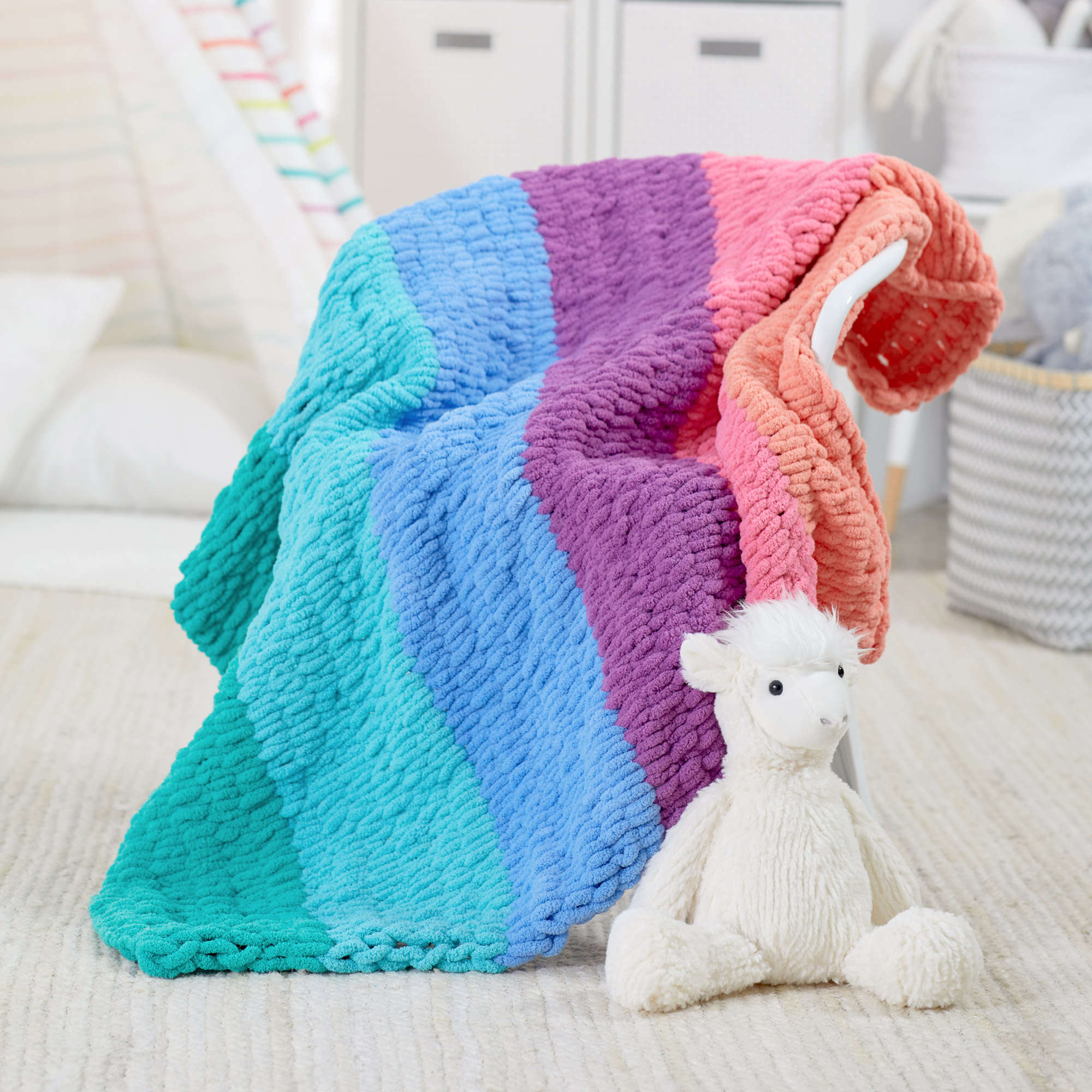 Free Beginner Red Heart Loop-It Rainbow Blanket Craft Pattern ...
