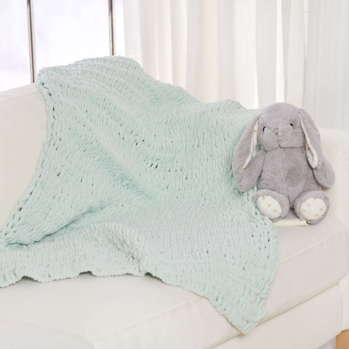 Craft Blanket made in Red Heart Loop-It Yarn