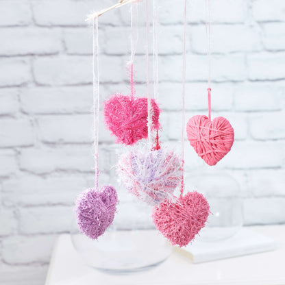 Red Heart Craft Wrapped Hearts Mobile Craft Mobile Accessory made in Red Heart Scrubby Yarn