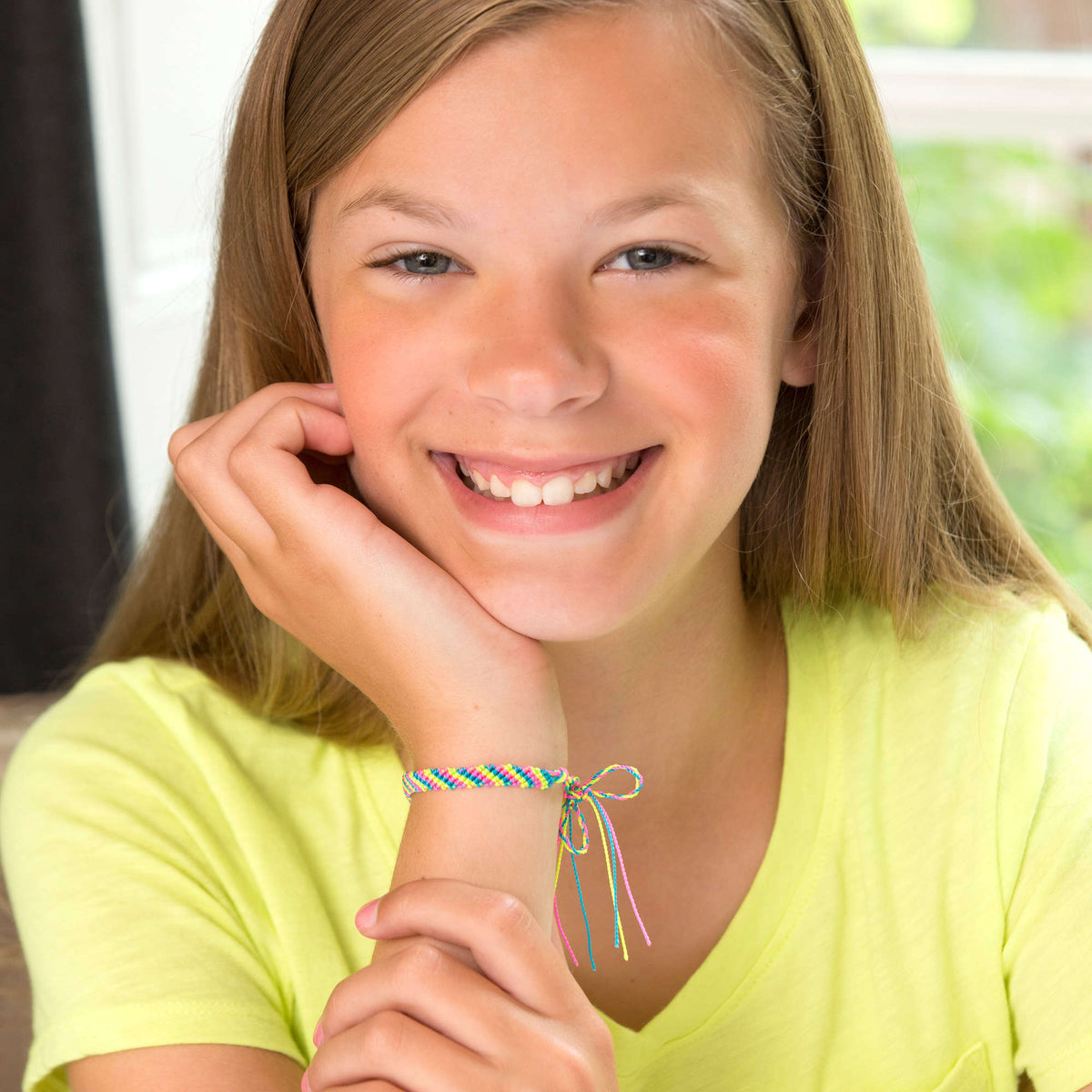 Craft Bracelet made in Red Heart Sizzle Yarn