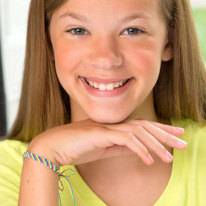 Red Heart Craft Skinny Stripe Bracelet Craft Bracelet made in Red Heart Sizzle Yarn