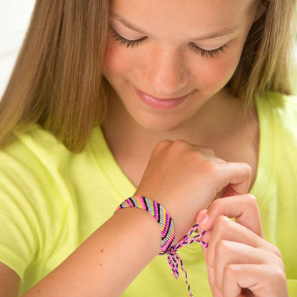 Red Heart Craft Diagonal Stripe Bracelet Craft Bracelet made in Red Heart Sizzle Yarn