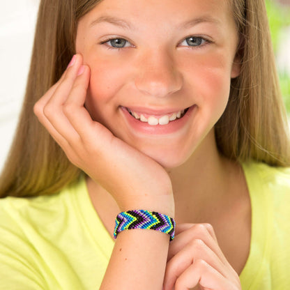 Red Heart Craft Chevron Stripe Bracelet Craft Bracelet made in Red Heart Sizzle Yarn