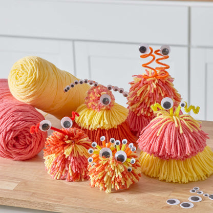 Red Heart Craft Pompom Aliens Craft Toy made in Red Heart With Love Yarn