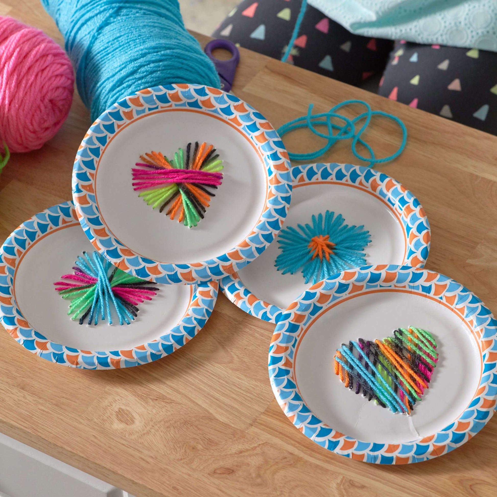 Free Red Heart Paper Plate Weaving Craft Pattern