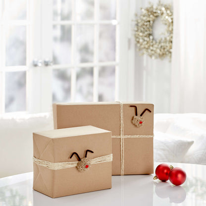 Red Heart Craft Festive Reindeer Wrapping Craft Wrapping made in Red Heart Pomp-a-Doodle Yarn
