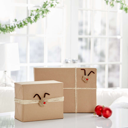 Red Heart Craft Festive Reindeer Wrapping Craft Wrapping made in Red Heart Pomp-a-Doodle Yarn