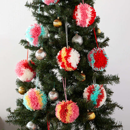 Red Heart Craft Pompoms For The Tree Craft Holiday Décor made in Red Heart Yarn