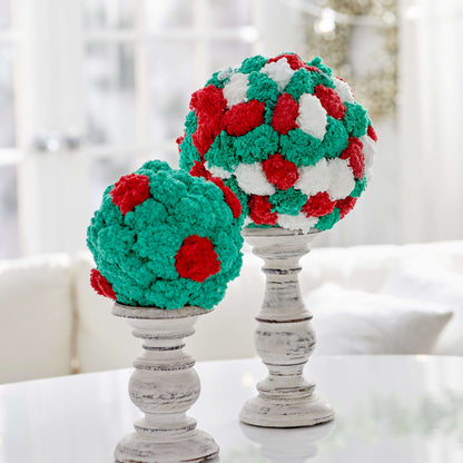 Red Heart Crafty Festive Christmas Balls Craft Christmas Décor made in Red Heart Pomp-a-Doodle Yarn